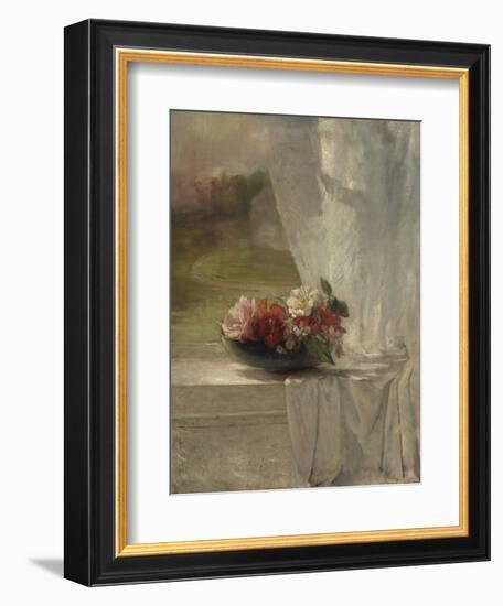 Flowers on a Window Ledge, 1861-John La Farge-Framed Art Print