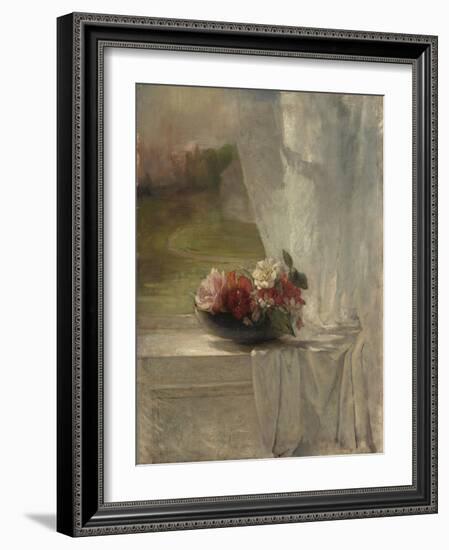 Flowers on a Window Ledge, c.1861-John La Farge or Lafarge-Framed Giclee Print