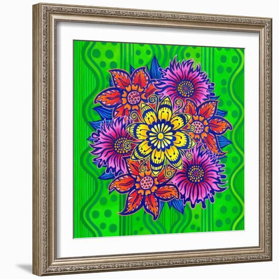 Flowers on Green, 2022, (Oil on Canvas)-Jane Tattersfield-Framed Giclee Print