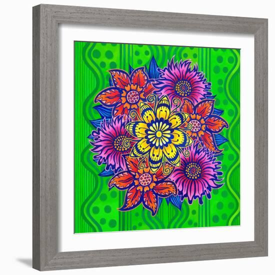 Flowers on Green, 2022, (Oil on Canvas)-Jane Tattersfield-Framed Giclee Print