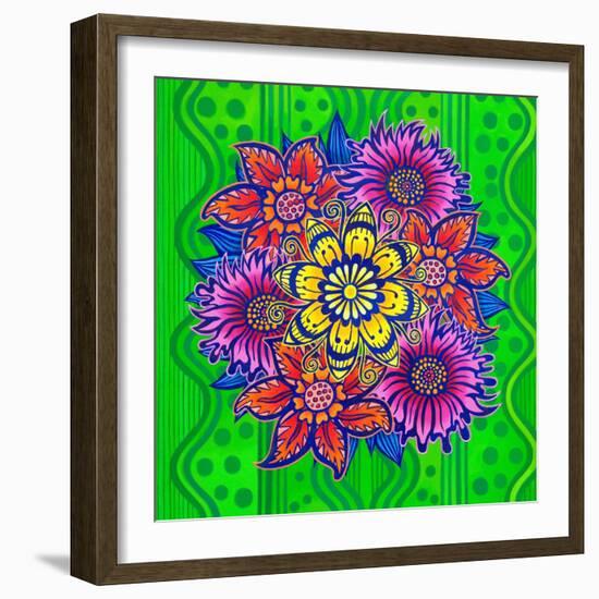 Flowers on Green, 2022, (Oil on Canvas)-Jane Tattersfield-Framed Giclee Print