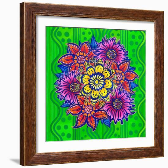 Flowers on Green, 2022, (Oil on Canvas)-Jane Tattersfield-Framed Giclee Print