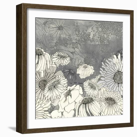 Flowers on Grey I-Ingrid Blixt-Framed Art Print