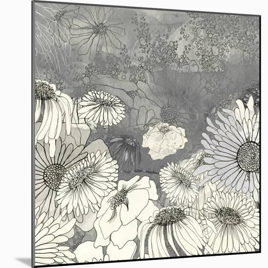 Flowers on Grey I-Ingrid Blixt-Mounted Art Print