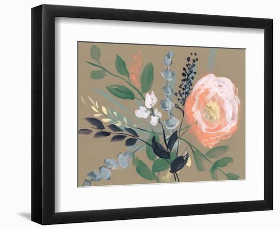 Flowers on Mocha I-Jennifer Goldberger-Framed Premium Giclee Print