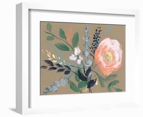 Flowers on Mocha I-Jennifer Goldberger-Framed Premium Giclee Print