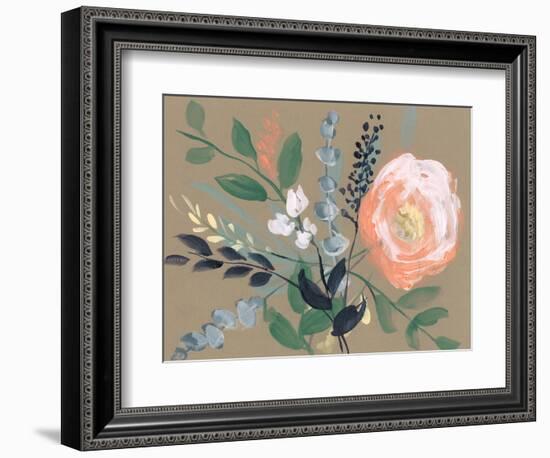 Flowers on Mocha I-Jennifer Goldberger-Framed Premium Giclee Print