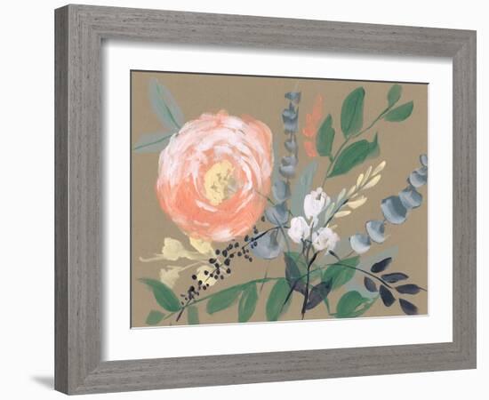 Flowers on Mocha II-Jennifer Goldberger-Framed Art Print