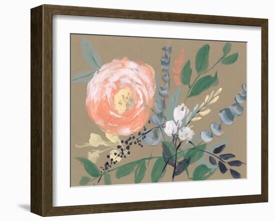 Flowers on Mocha II-Jennifer Goldberger-Framed Art Print