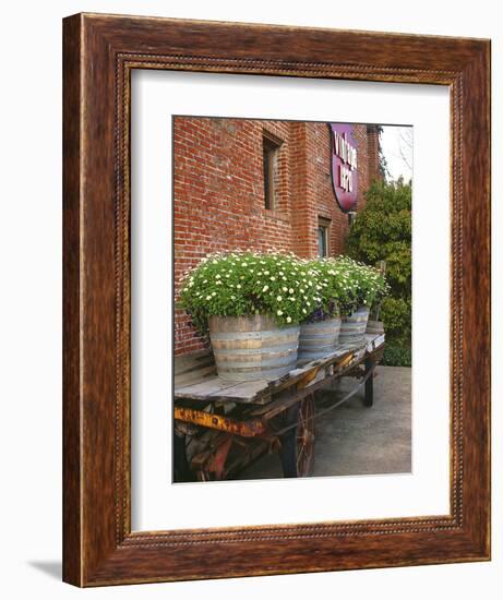 Flowers on Old Baggage Wagon, Vintage 1870 Shops, Napa Valley, California, USA-John Alves-Framed Photographic Print