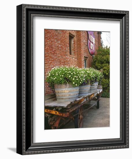 Flowers on Old Baggage Wagon, Vintage 1870 Shops, Napa Valley, California, USA-John Alves-Framed Photographic Print