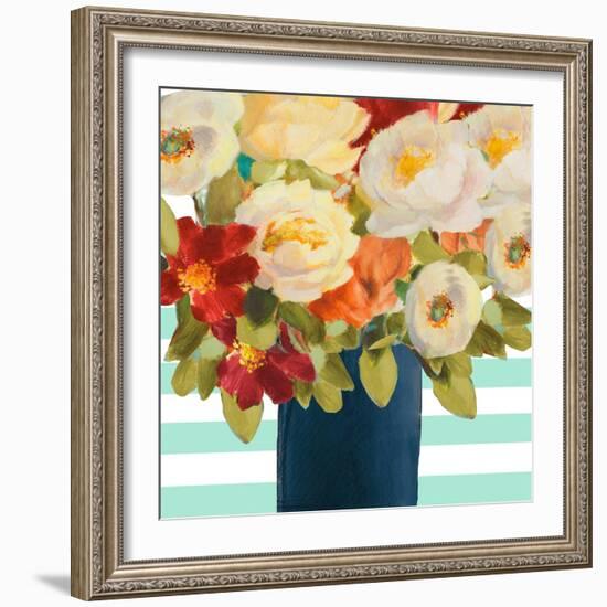 Flowers on Stripes I-Lanie Loreth-Framed Art Print