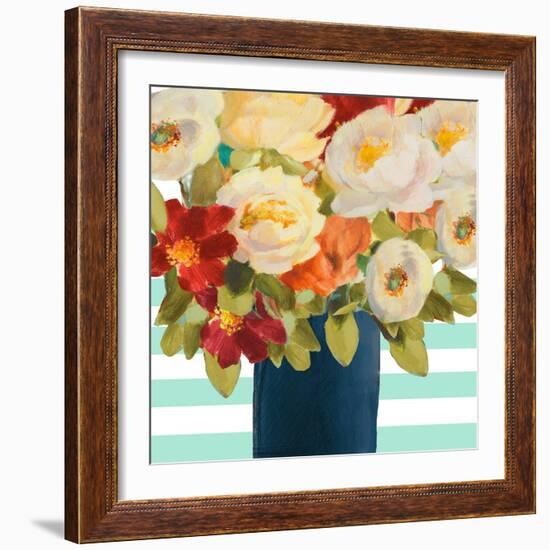 Flowers on Stripes I-Lanie Loreth-Framed Art Print