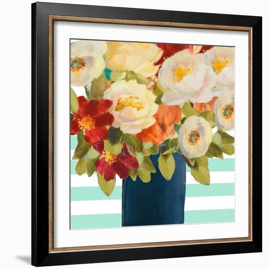 Flowers on Stripes I-Lanie Loreth-Framed Art Print