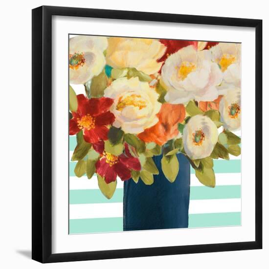 Flowers on Stripes I-Lanie Loreth-Framed Art Print