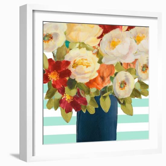 Flowers on Stripes I-Lanie Loreth-Framed Art Print