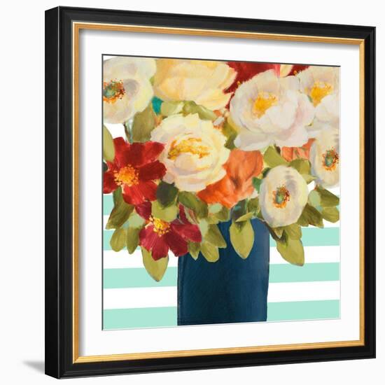 Flowers on Stripes I-Lanie Loreth-Framed Art Print