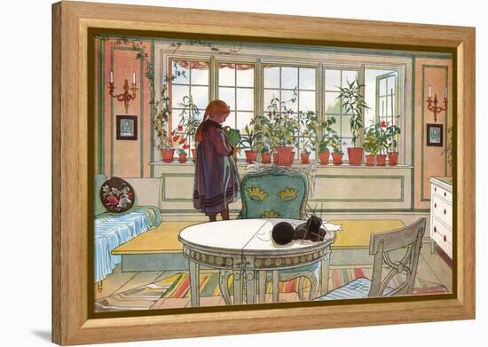 Flowers on the Windowsill, From 'A Home' series, c.1895-Carl Larsson-Framed Premier Image Canvas