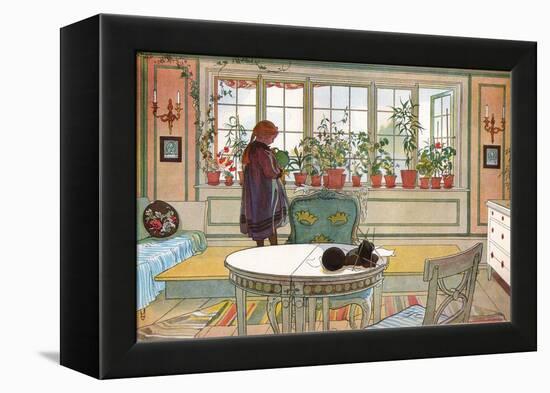 Flowers on the Windowsill, From 'A Home' series, c.1895-Carl Larsson-Framed Premier Image Canvas