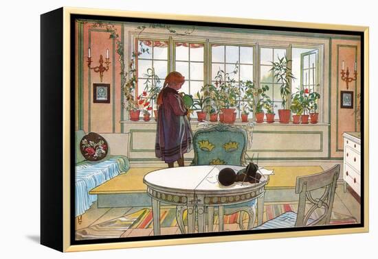 Flowers on the Windowsill, From 'A Home' series, c.1895-Carl Larsson-Framed Premier Image Canvas