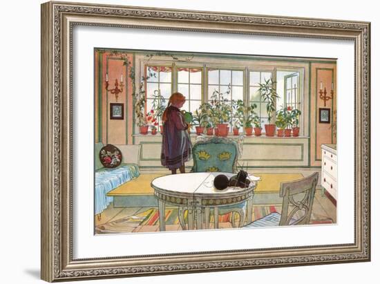 Flowers on the Windowsill, From 'A Home' series, c.1895-Carl Larsson-Framed Giclee Print