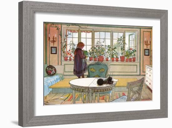 Flowers on the Windowsill, From 'A Home' series, c.1895-Carl Larsson-Framed Giclee Print