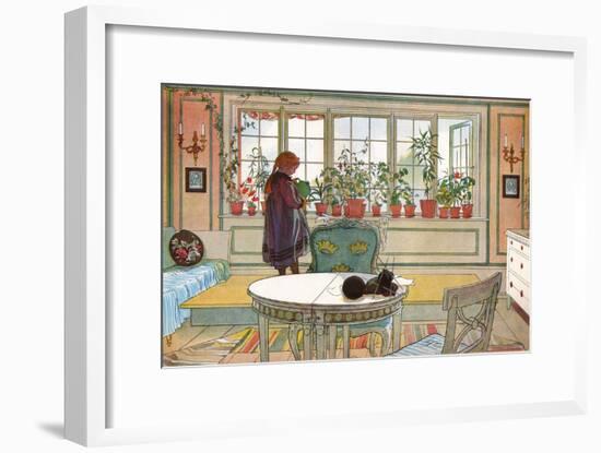 Flowers on the Windowsill, From 'A Home' series, c.1895-Carl Larsson-Framed Giclee Print