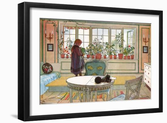 Flowers on the Windowsill, From 'A Home' series, c.1895-Carl Larsson-Framed Giclee Print