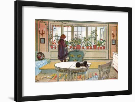 Flowers on the Windowsill, From 'A Home' series, c.1895-Carl Larsson-Framed Giclee Print