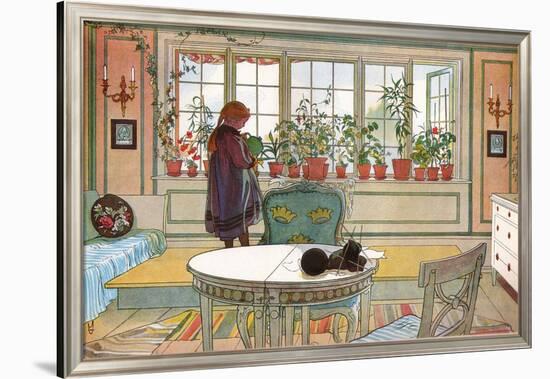 Flowers on the Windowsill, From 'A Home' series, c.1895-Carl Larsson-Framed Giclee Print