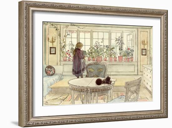 Flowers on the Windowsill, from 'A Home' Series, C.1895-Carl Larsson-Framed Giclee Print