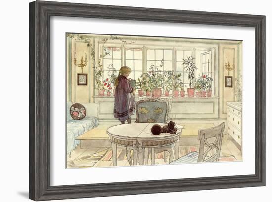 Flowers on the Windowsill, from 'A Home' Series, C.1895-Carl Larsson-Framed Giclee Print