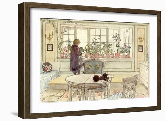 Flowers on the Windowsill, from 'A Home' Series, C.1895-Carl Larsson-Framed Giclee Print