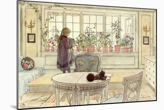 Flowers on the Windowsill, from 'A Home' Series, C.1895-Carl Larsson-Mounted Giclee Print