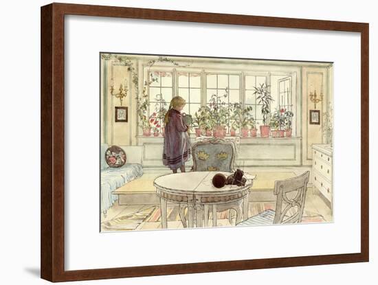 Flowers on the Windowsill, from 'A Home' Series, C.1895-Carl Larsson-Framed Giclee Print