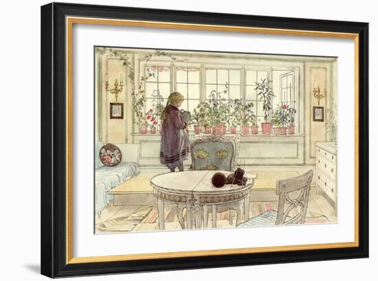 Flowers on the Windowsill, from 'A Home' Series, C.1895-Carl Larsson-Framed Giclee Print