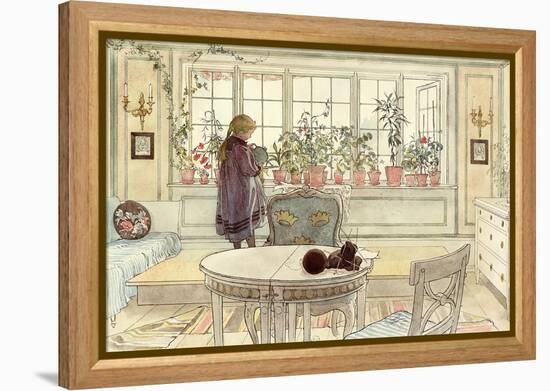 Flowers on the Windowsill, from 'A Home' Series, C.1895-Carl Larsson-Framed Premier Image Canvas