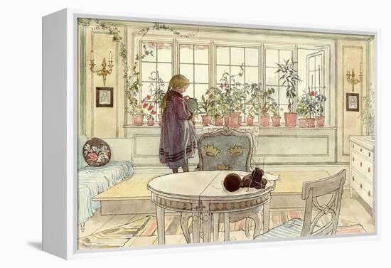 Flowers on the Windowsill, from 'A Home' Series, C.1895-Carl Larsson-Framed Premier Image Canvas