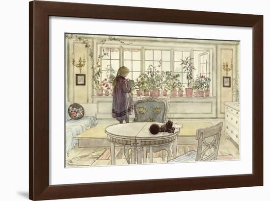 Flowers on the Windowsill, from 'A Home' Series-Carl Larsson-Framed Premium Giclee Print