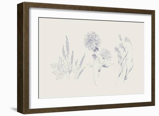 Flowers on White VIII Blue-Wild Apple Portfolio-Framed Art Print