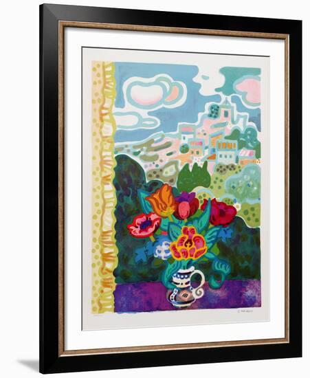 Flowers On Window Sill-Guy Charon-Framed Collectable Print