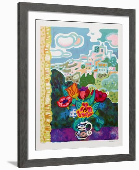 Flowers On Window Sill-Guy Charon-Framed Collectable Print