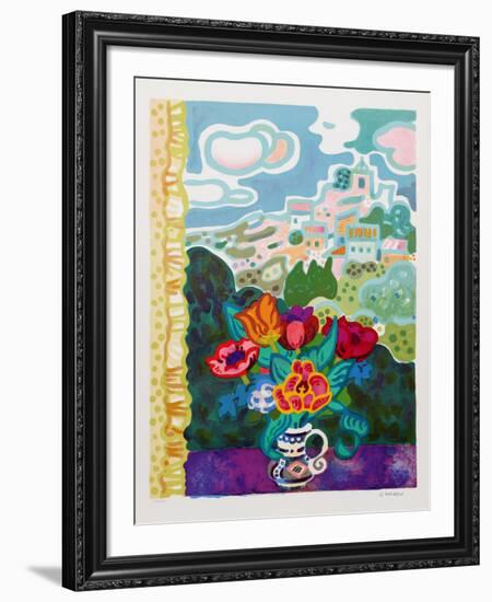 Flowers On Window Sill-Guy Charon-Framed Collectable Print