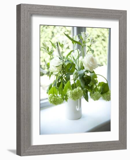 Flowers on Windowsill, Cottage Interior, UK-Stuart Cox-Framed Photo