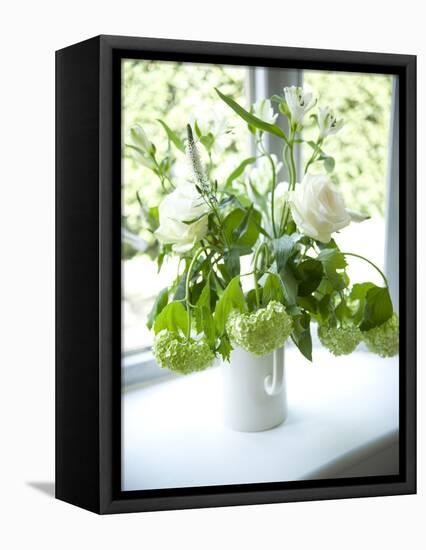 Flowers on Windowsill, Cottage Interior, UK-Stuart Cox-Framed Stretched Canvas