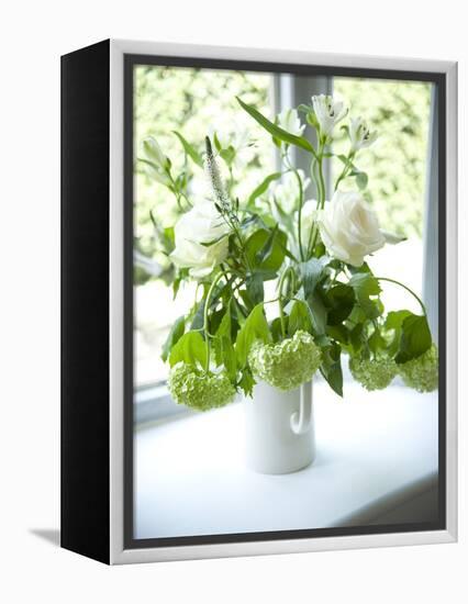 Flowers on Windowsill, Cottage Interior, UK-Stuart Cox-Framed Stretched Canvas