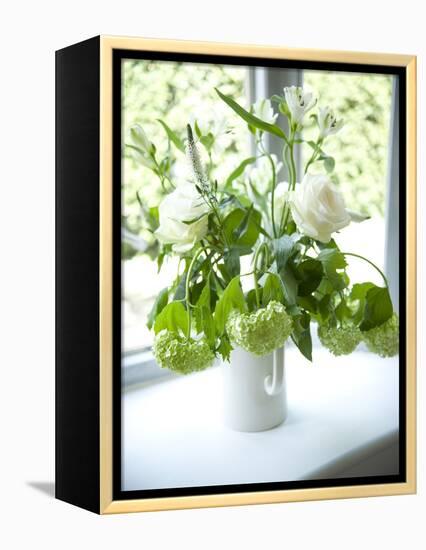 Flowers on Windowsill, Cottage Interior, UK-Stuart Cox-Framed Stretched Canvas