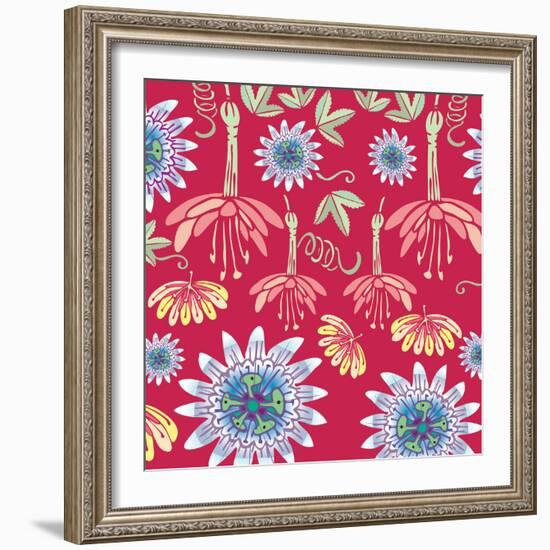 Flowers, Passion Flower Color-Belen Mena-Framed Giclee Print