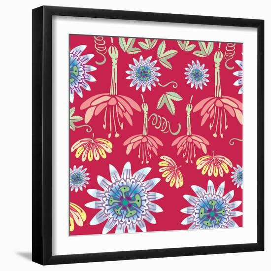 Flowers, Passion Flower Color-Belen Mena-Framed Giclee Print