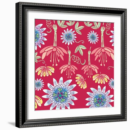 Flowers, Passion Flower Color-Belen Mena-Framed Giclee Print